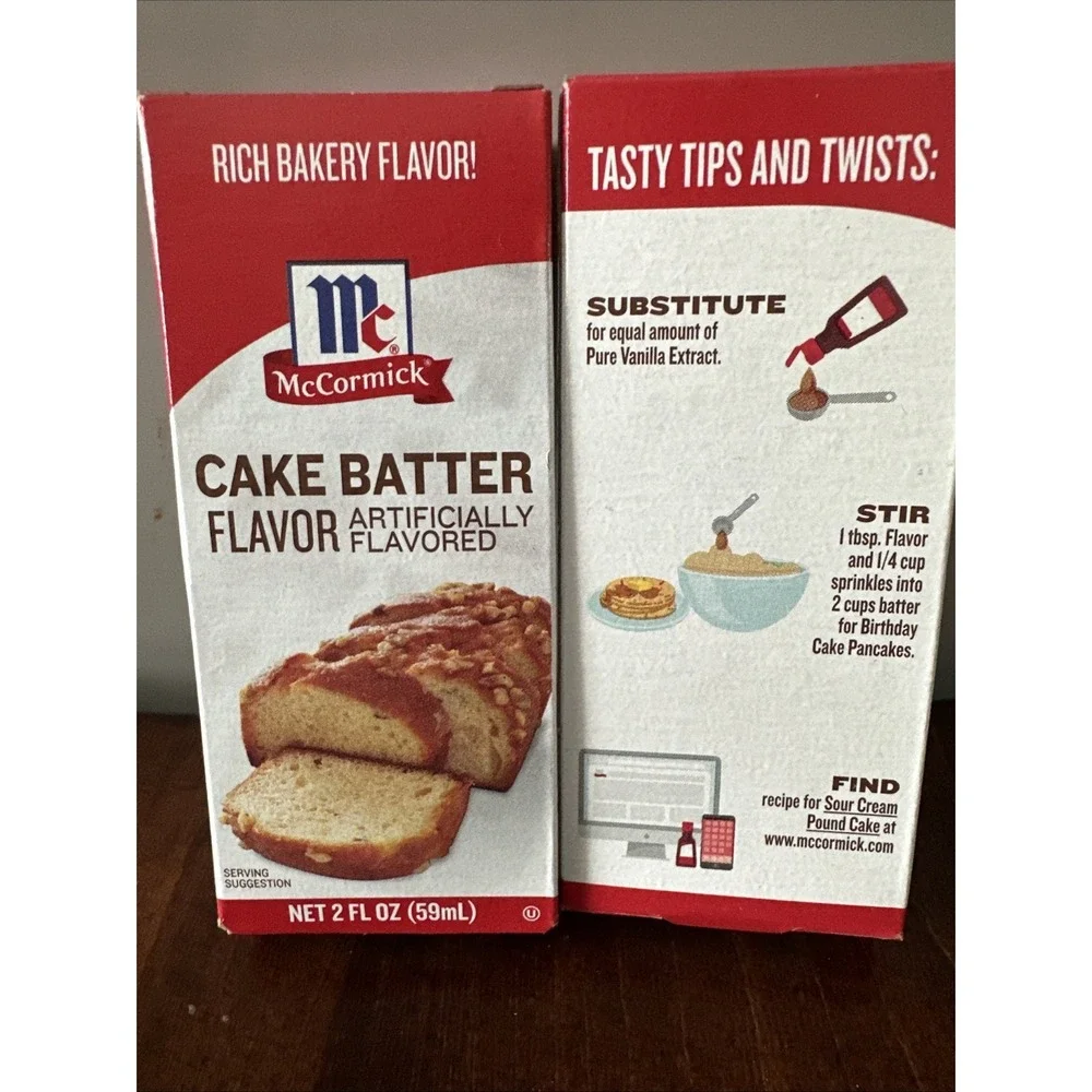 McCormick Cake Batter Flavoring 2 oz (Pack‎ of 2) - Vanilla Extract Substitute